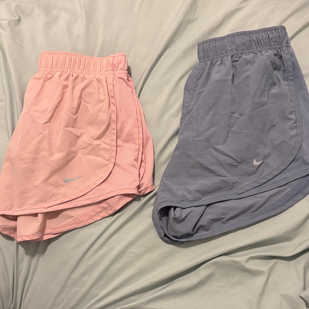Nike Dual-Tone Sports Shorts in Pink and Gray-Blue